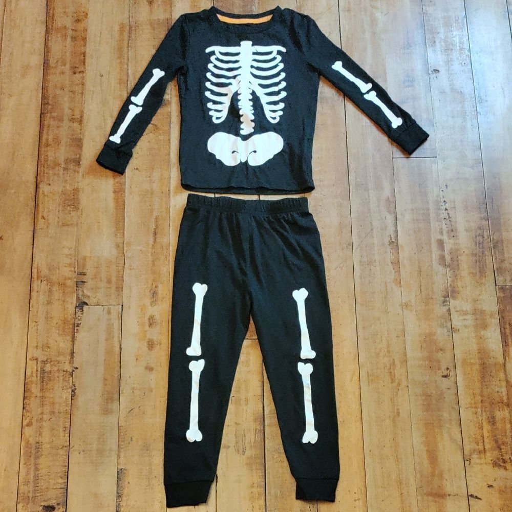 Skeleton Pajama Set 4T Unisex Halloween Fall Neutral Boy Girl